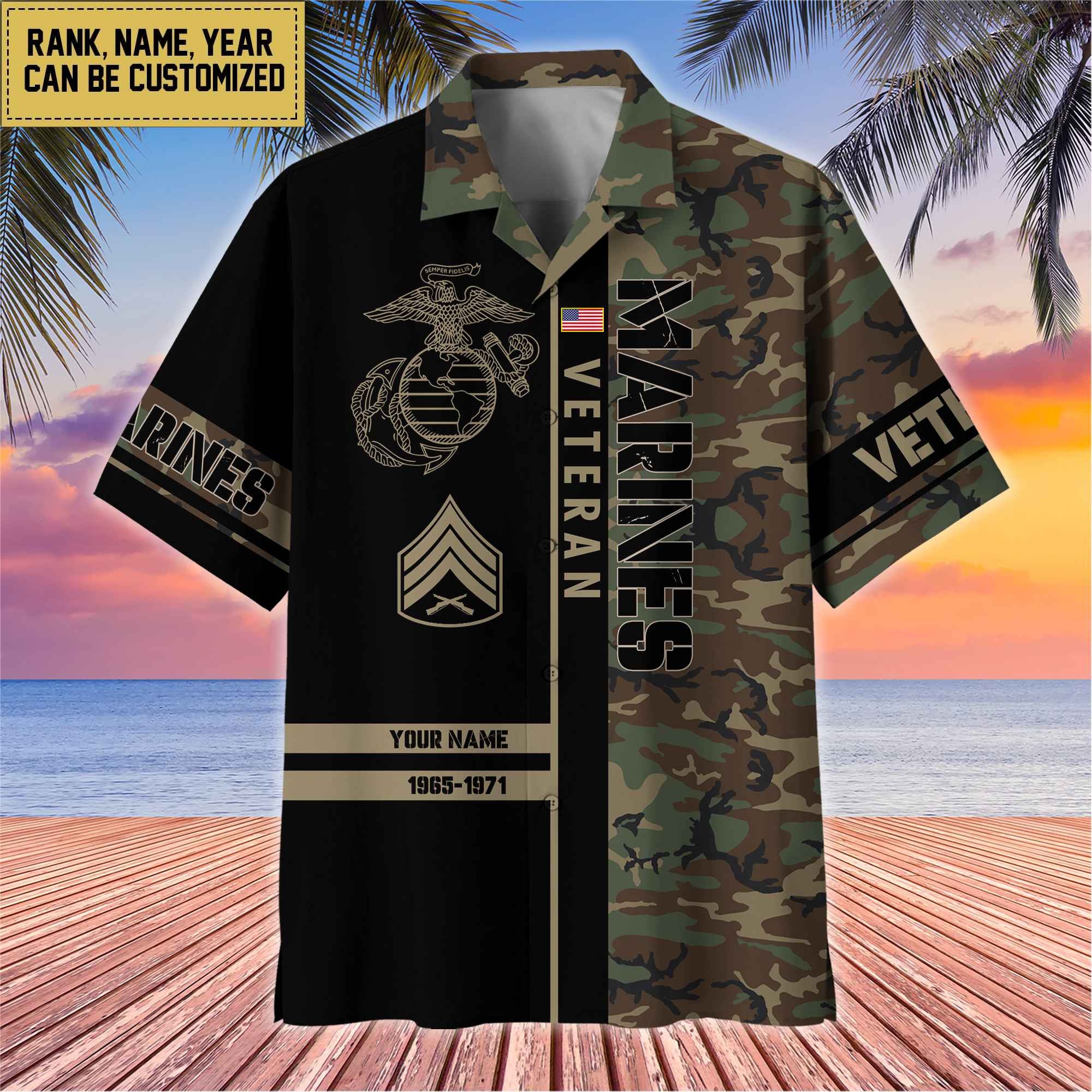 Premium Personalized US Veterans Hawaii Shirt, Gifts For Dad, For Husband Veteran