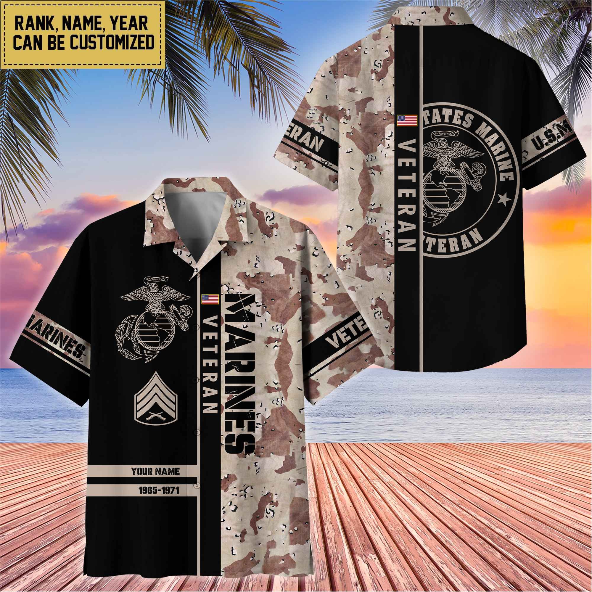 Premium Personalized US Veterans Hawaii Shirt, Gifts For Dad, For Husband Veteran