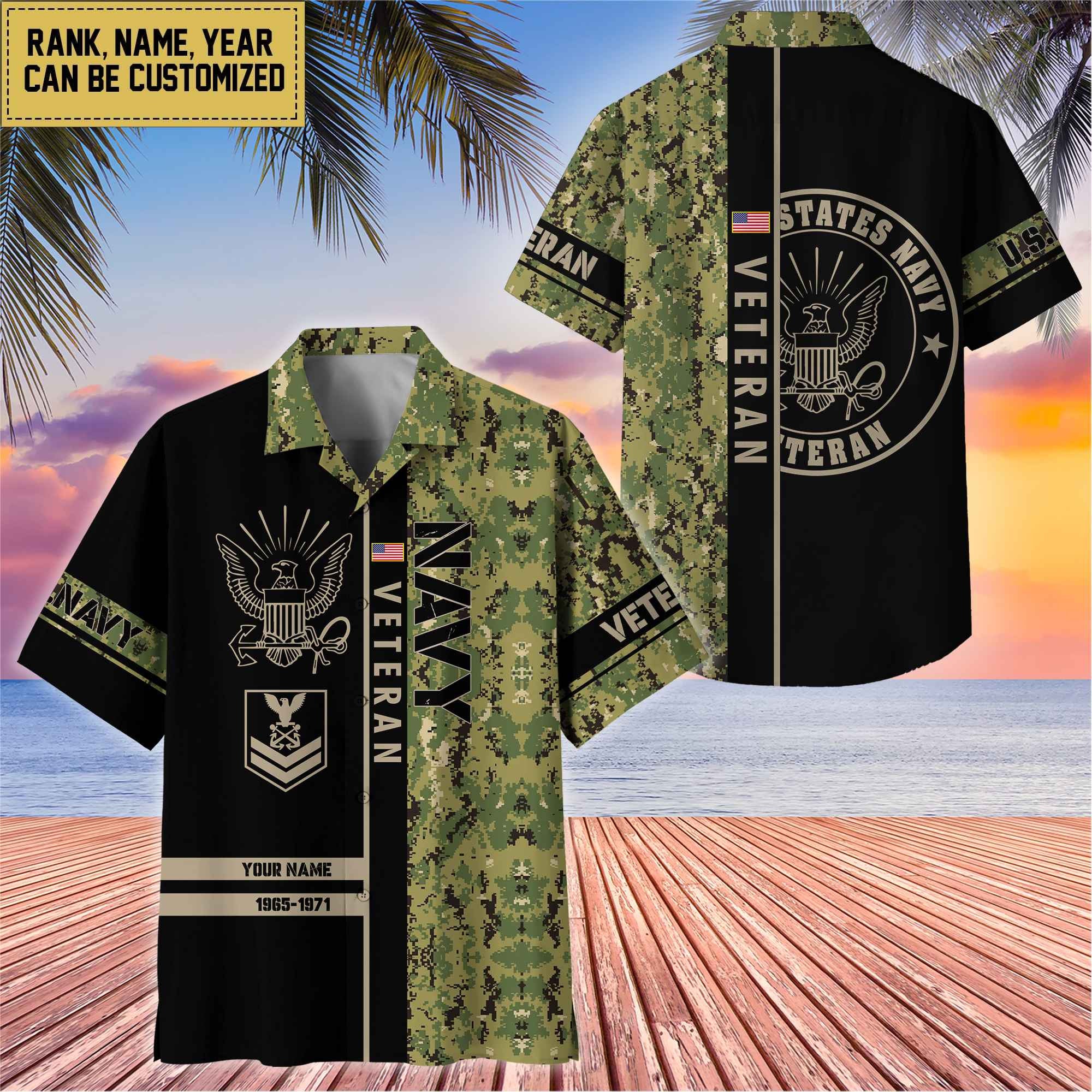 Premium Personalized US Veterans Hawaii Shirt, Gifts For Dad, For Husband Veteran