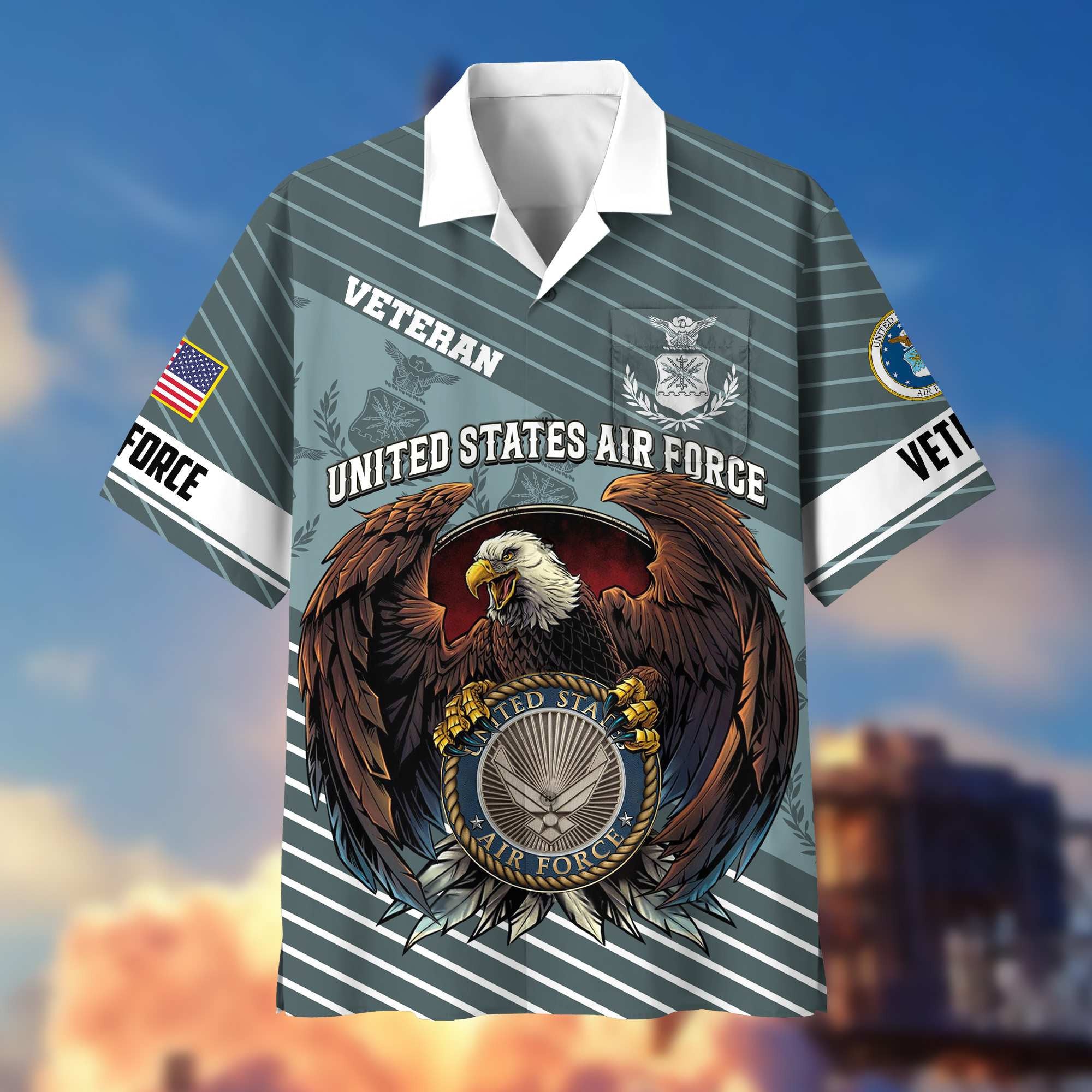 Premium US Veterans Hawaiian Shirt With Pocket, Gifts For Independence Day, Father's Day, Veterans Day, Gifts For Dad, Gifts For Husband Veteran