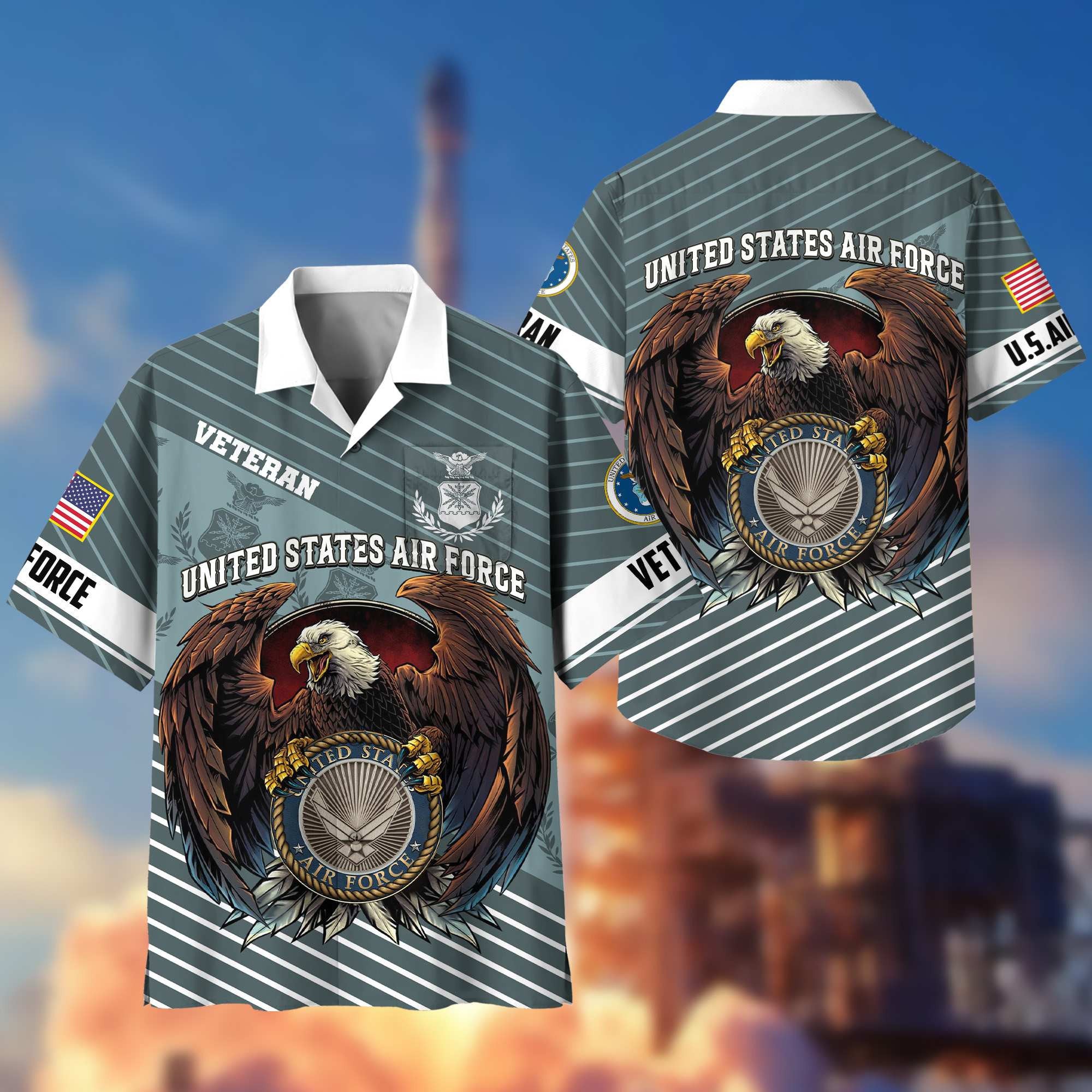 Premium US Veterans Hawaiian Shirt With Pocket, Gifts For Independence Day, Father's Day, Veterans Day, Gifts For Dad, Gifts For Husband Veteran