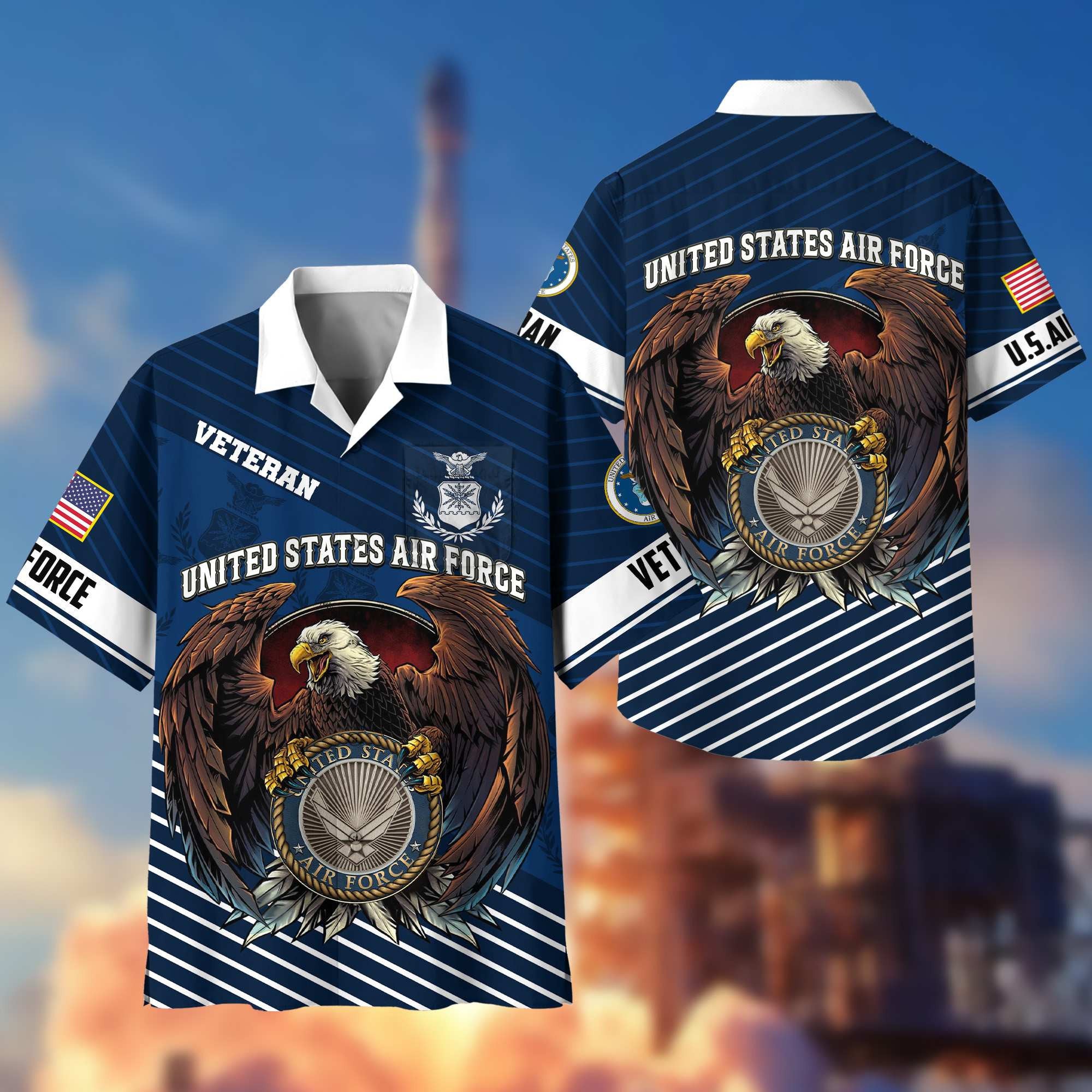 Premium US Veterans Hawaiian Shirt With Pocket, Gifts For Independence Day, Father's Day, Veterans Day, Gifts For Dad, Gifts For Husband Veteran