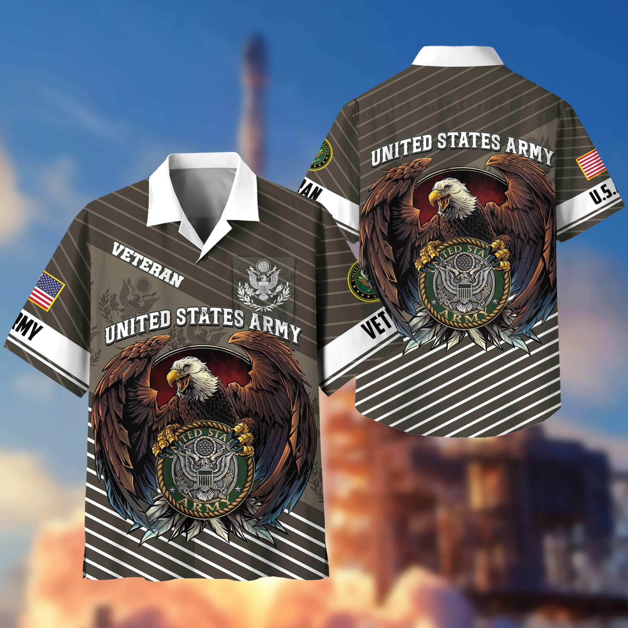 Premium US Veterans Hawaiian Shirt With Pocket, Gifts For Independence Day, Father's Day, Veterans Day, Gifts For Dad, Gifts For Husband Veteran