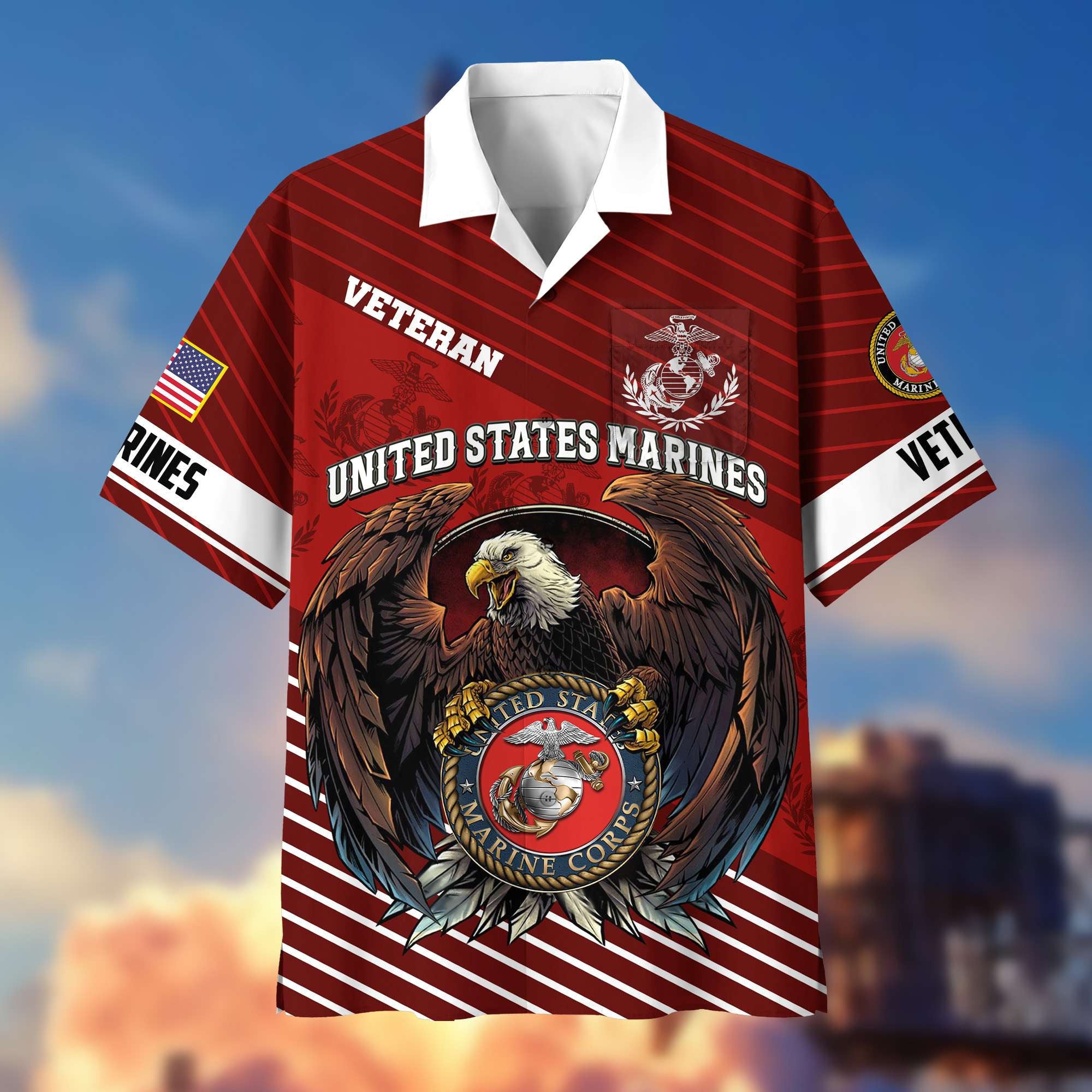 Premium US Veterans Hawaiian Shirt With Pocket, Gifts For Independence Day, Father's Day, Veterans Day, Gifts For Dad, Gifts For Husband Veteran