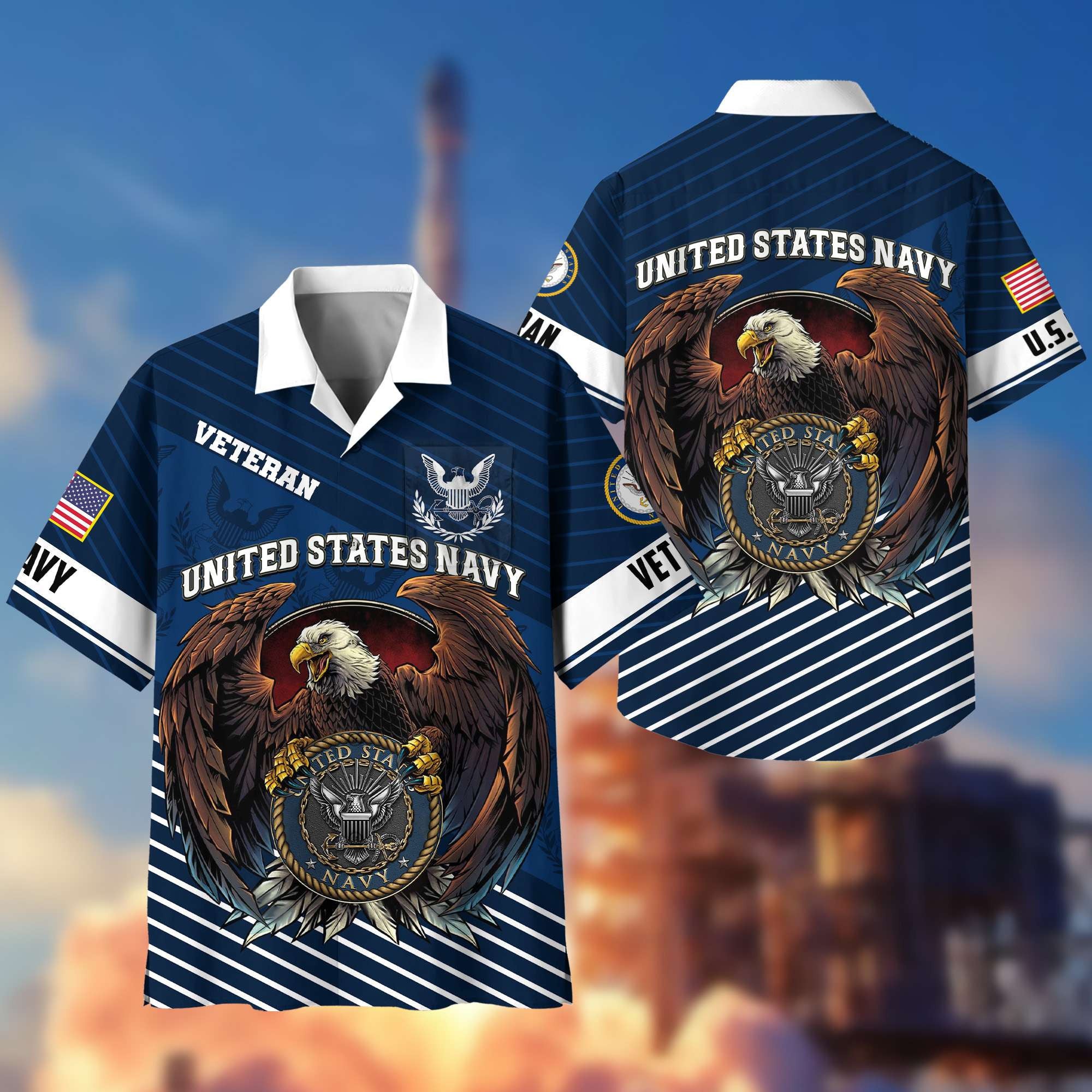 Premium US Veterans Hawaiian Shirt With Pocket, Gifts For Independence Day, Father's Day, Veterans Day, Gifts For Dad, Gifts For Husband Veteran