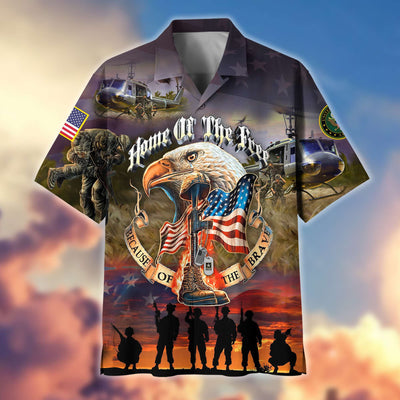 Premium Home Of The Free Because Of The Brave US Veterans Hawaiian Shirt, Gifts For Dad, Gifts For Husband Veteran