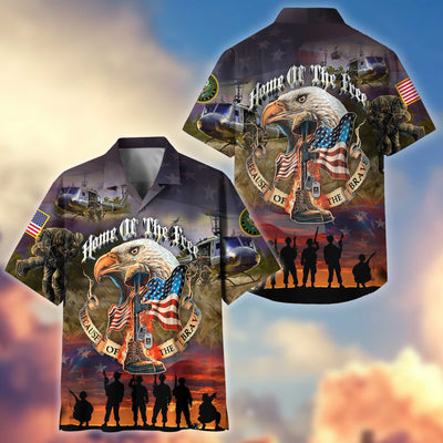 Premium Home Of The Free Because Of The Brave US Veterans Hawaiian Shirt, Gifts For Dad, Gifts For Husband Veteran