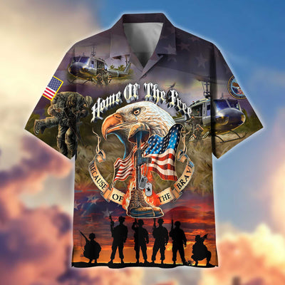 Premium Home Of The Free Because Of The Brave US Veterans Hawaiian Shirt, Gifts For Dad, Gifts For Husband Veteran