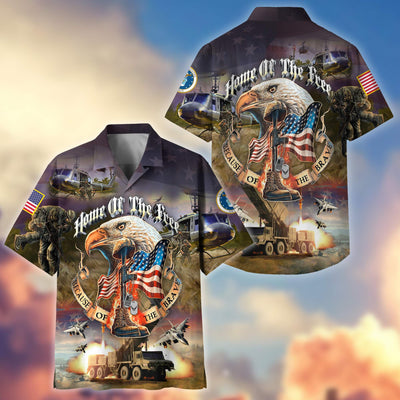 Premium Home Of The Free Because Of The Brave US Veterans Hawaiian Shirt, Gifts For Dad, Gifts For Husband Veteran