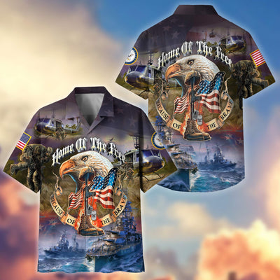 Premium Home Of The Free Because Of The Brave US Veterans Hawaiian Shirt, Gifts For Dad, Gifts For Husband Veteran