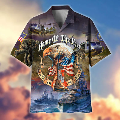 Premium Home Of The Free Because Of The Brave US Veterans Hawaiian Shirt, Gifts For Dad, Gifts For Husband Veteran