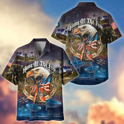 Premium Home Of The Free Because Of The Brave US Veterans Hawaiian Shirt, Gifts For Dad, Gifts For Husband Veteran
