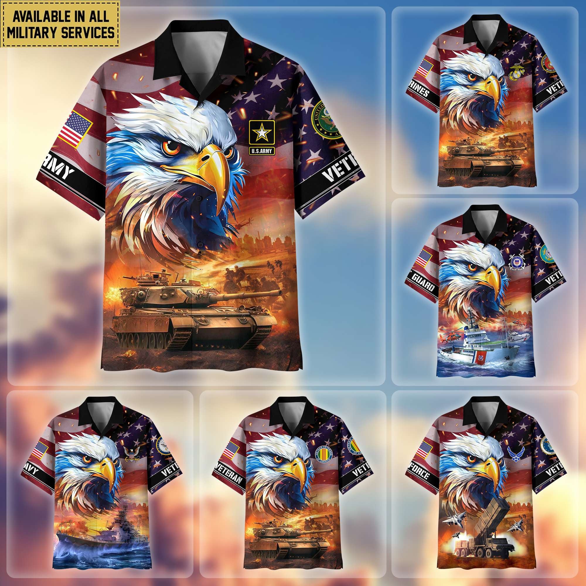 Premium Honoring All Who Served US Veterans Hawaiian Shirt