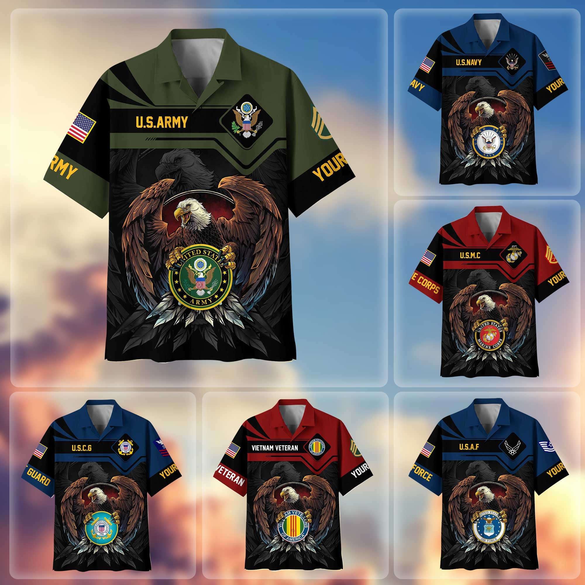 Premium Personalized Proudly Served US Veterans Hawaiian Shirt