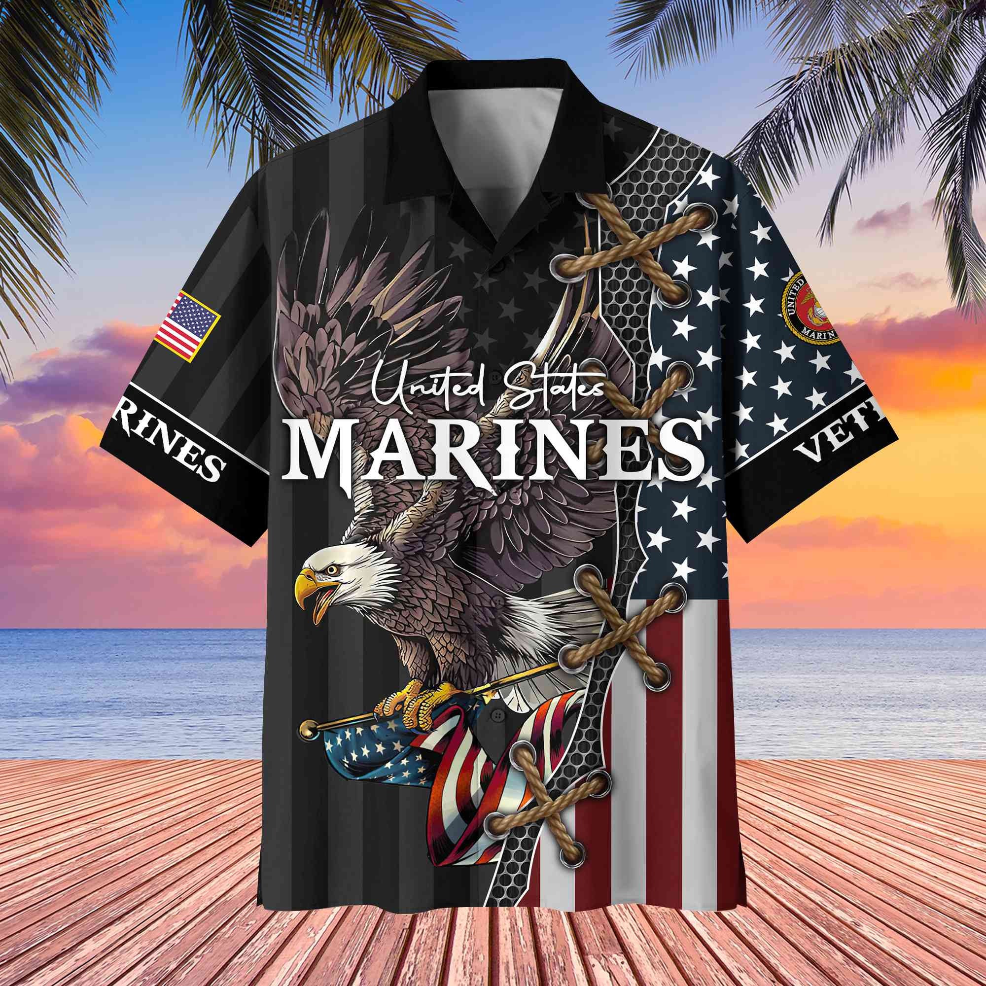 Premium US Veterans Hawaiian Shirt, Gifts For Veterans Day, Father's Day