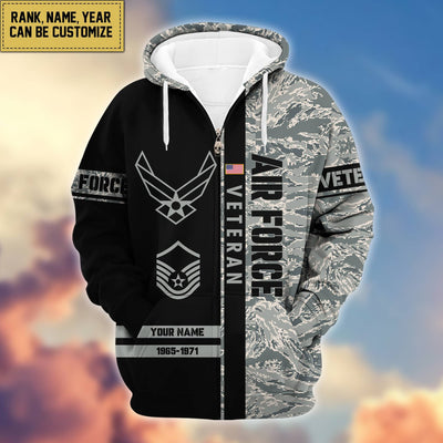 Premium Personalized Camo Soldiers US Veterans Zip Hoodie