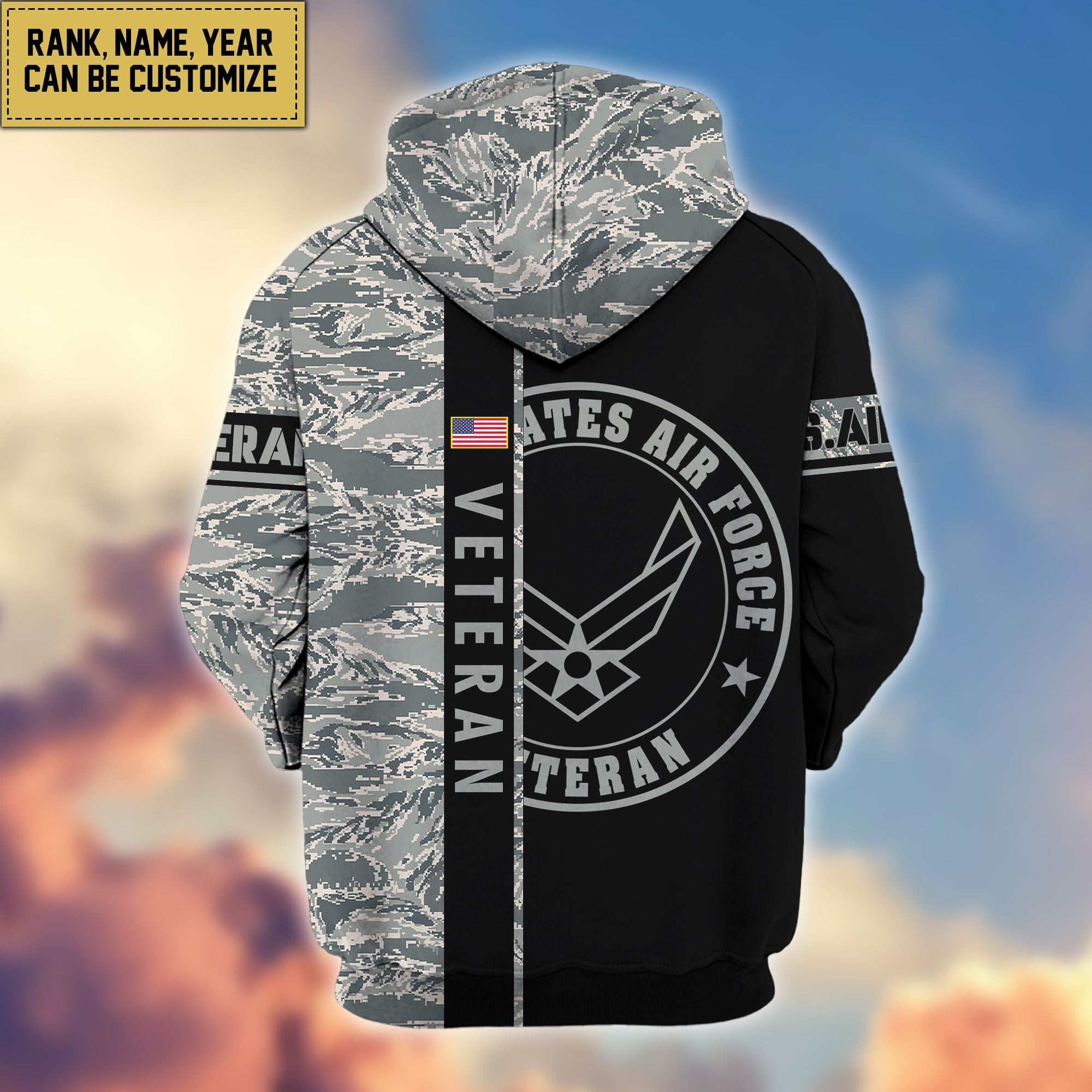 Premium Personalized Camo Soldiers US Veterans Zip Hoodie