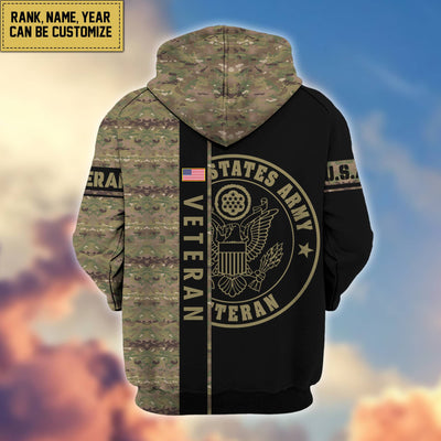 Premium Personalized Camo Soldiers US Veterans Zip Hoodie
