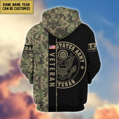 Premium Personalized Camo Soldiers US Veterans Zip Hoodie