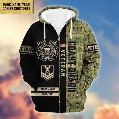 Premium Personalized Camo Soldiers US Veterans Zip Hoodie
