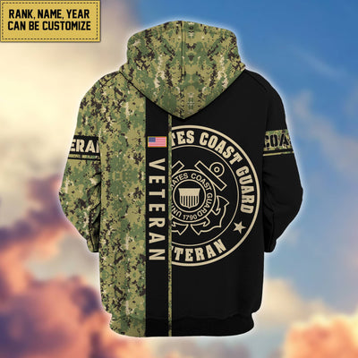 Premium Personalized Camo Soldiers US Veterans Zip Hoodie