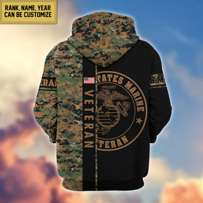 Premium Personalized Camo Soldiers US Veterans Zip Hoodie