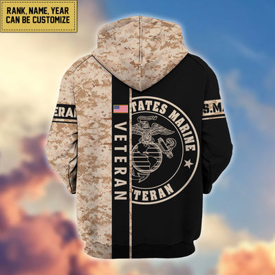 Premium Personalized Camo Soldiers US Veterans Zip Hoodie