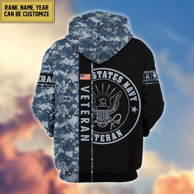Premium Personalized Camo Soldiers US Veterans Zip Hoodie