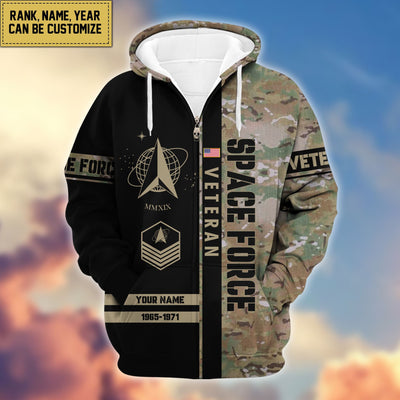 Premium Personalized Camo Soldiers US Veterans Zip Hoodie