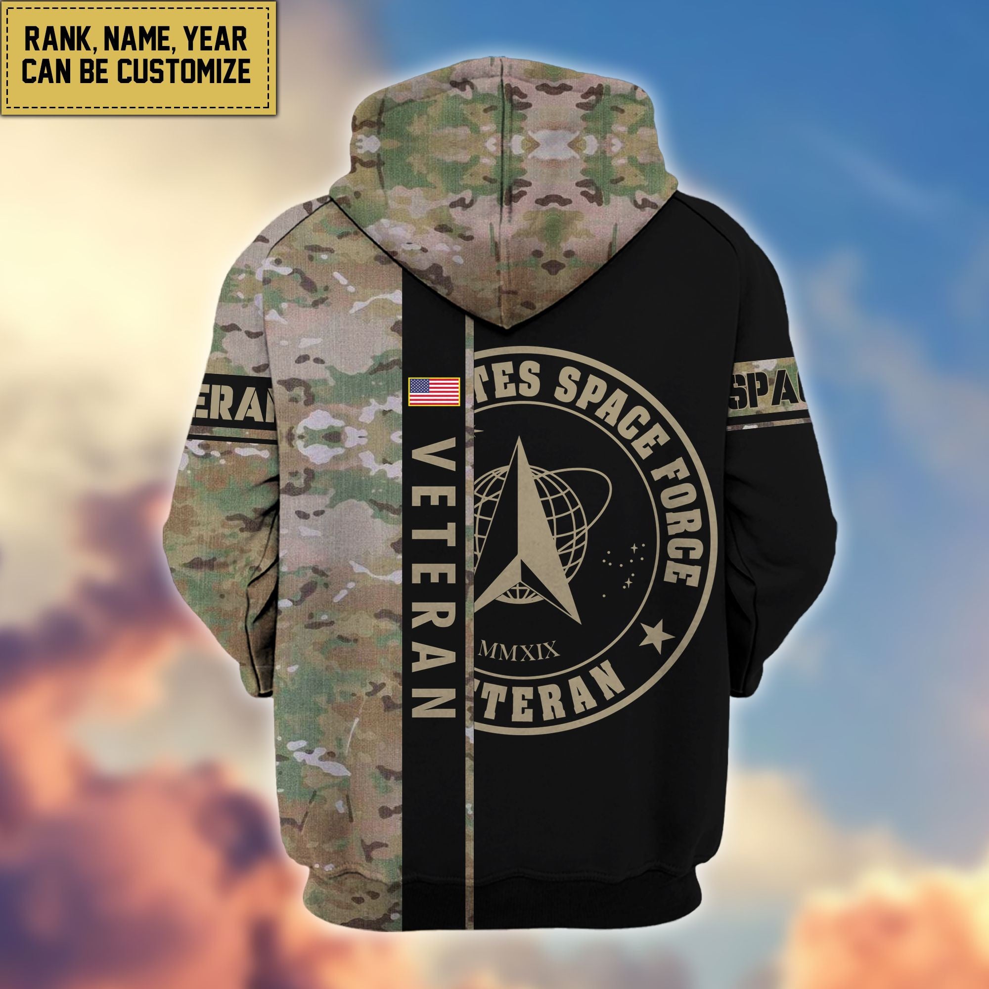 Premium Personalized Camo Soldiers US Veterans Zip Hoodie