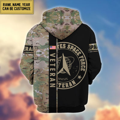 Premium Personalized Camo Soldiers US Veterans Zip Hoodie