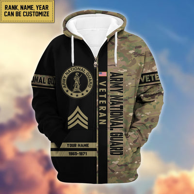 Premium Personalized Camo Soldiers US Veterans Zip Hoodie