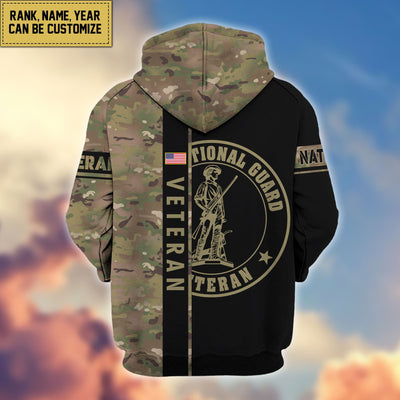 Premium Personalized Camo Soldiers US Veterans Zip Hoodie