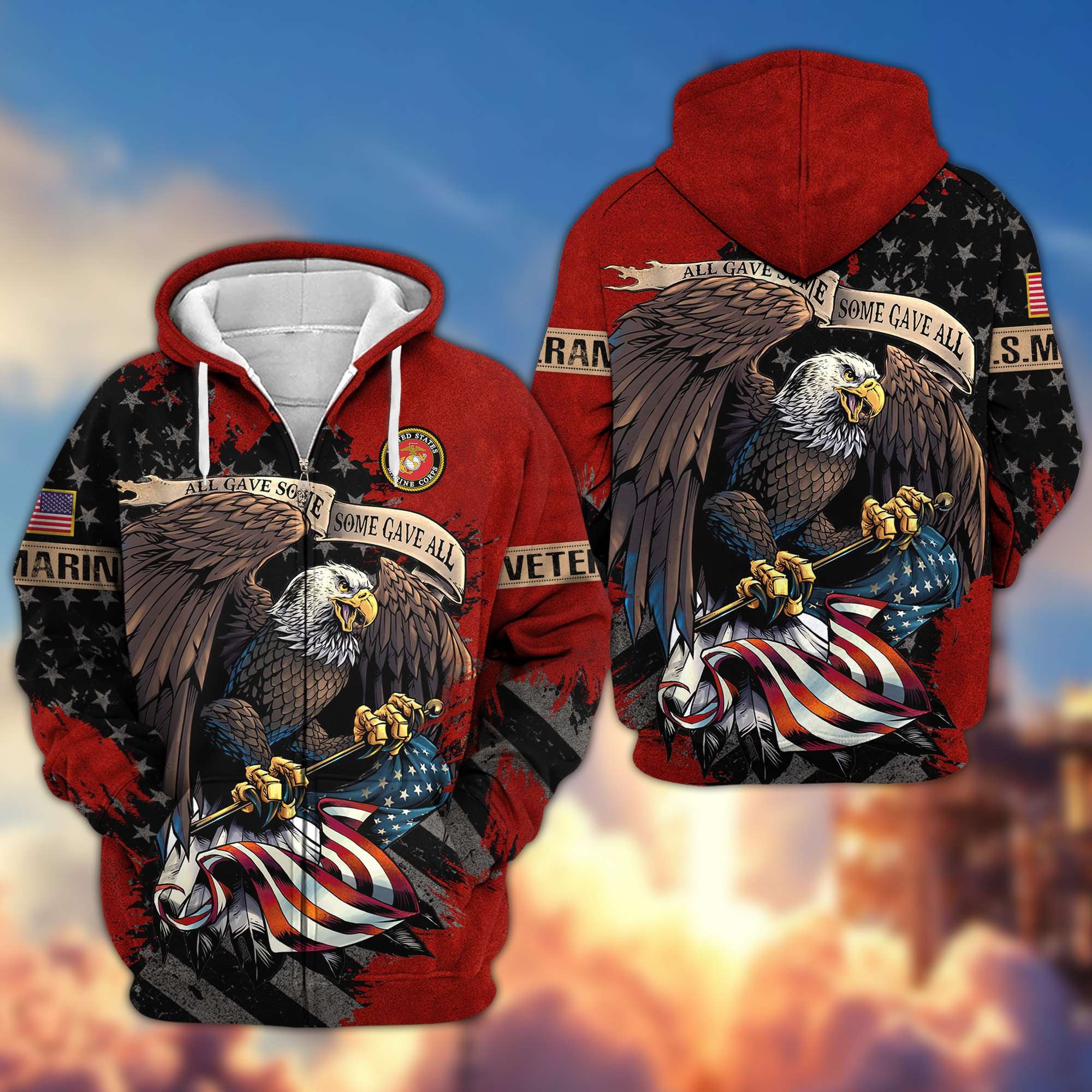 Premium US Veterans Zip Hoodie Gifts For Veterans Day, Gifts For Dad, Gifts For Husband