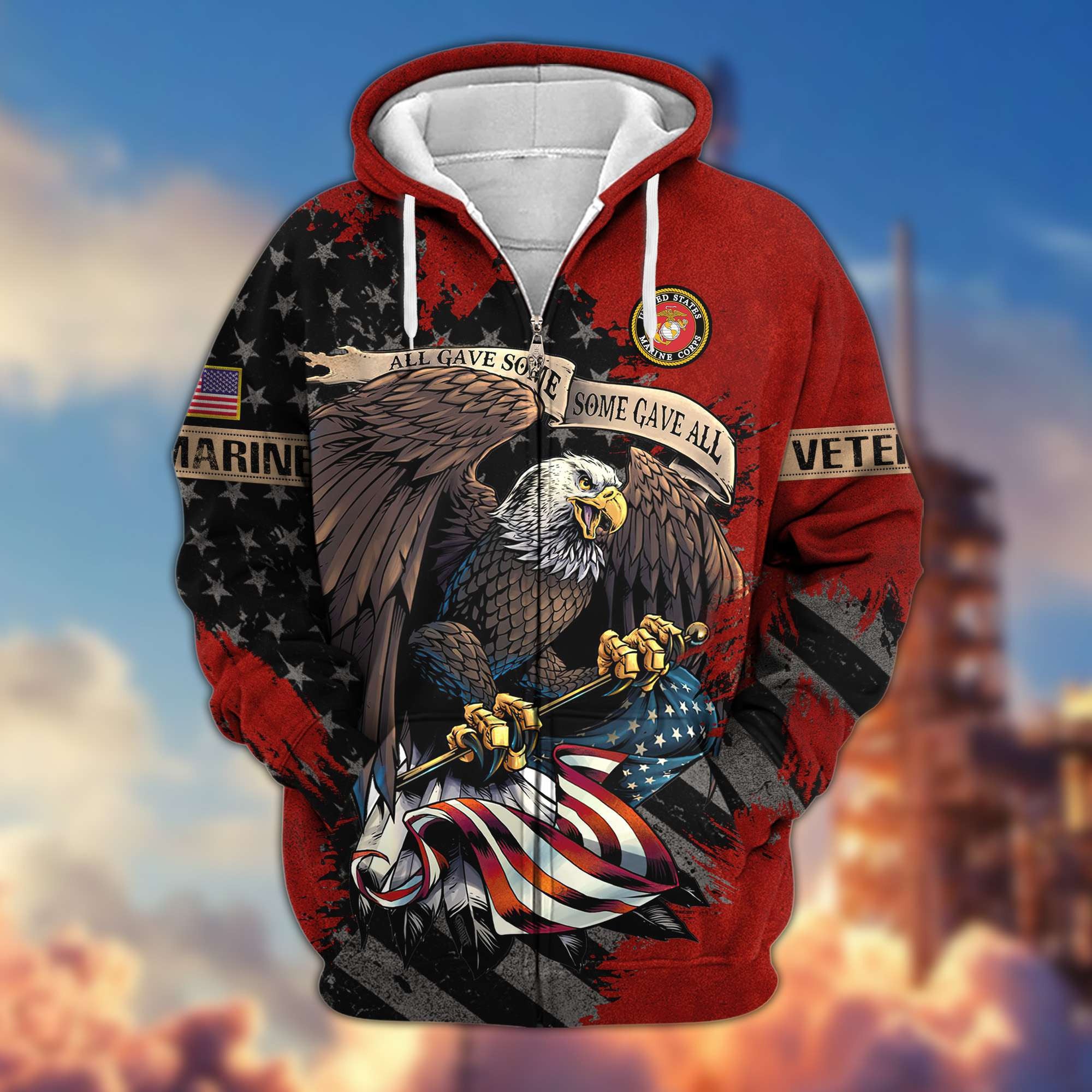 Premium US Veterans Zip Hoodie Gifts For Veterans Day, Gifts For Dad, Gifts For Husband