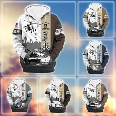 Premium US Veterans Zip Hoodie Gifts For Veterans Day