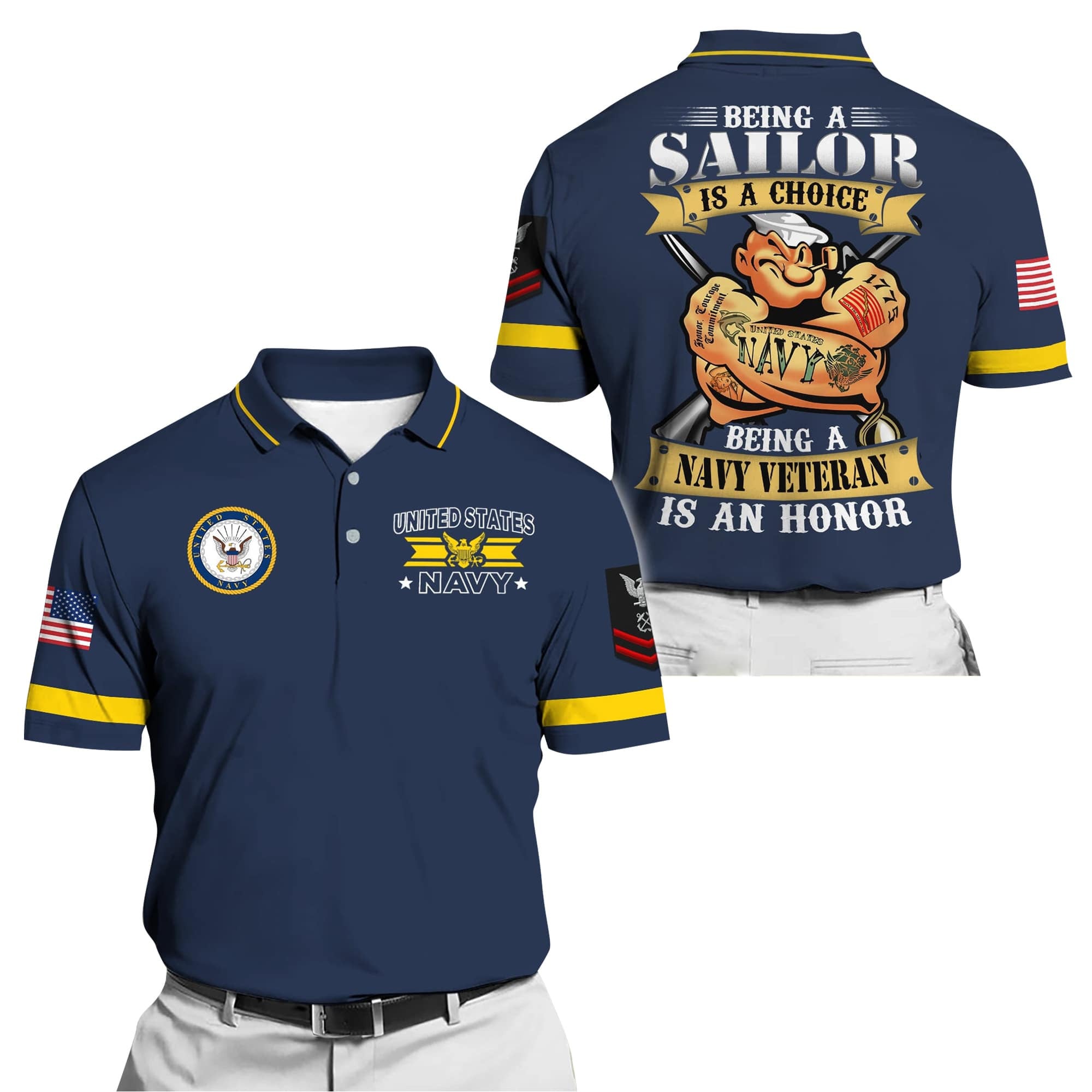 Premium Personalise U.S Multiple Service Veteran Polo Shirt