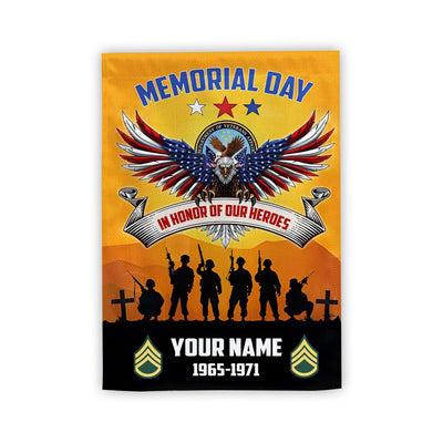 Premium Custom Name, Rank, Year American Flag, Veterans Day Gift, American Flag Gift For Him Military, Gift For US Veteran, Garden Flag - House Flag