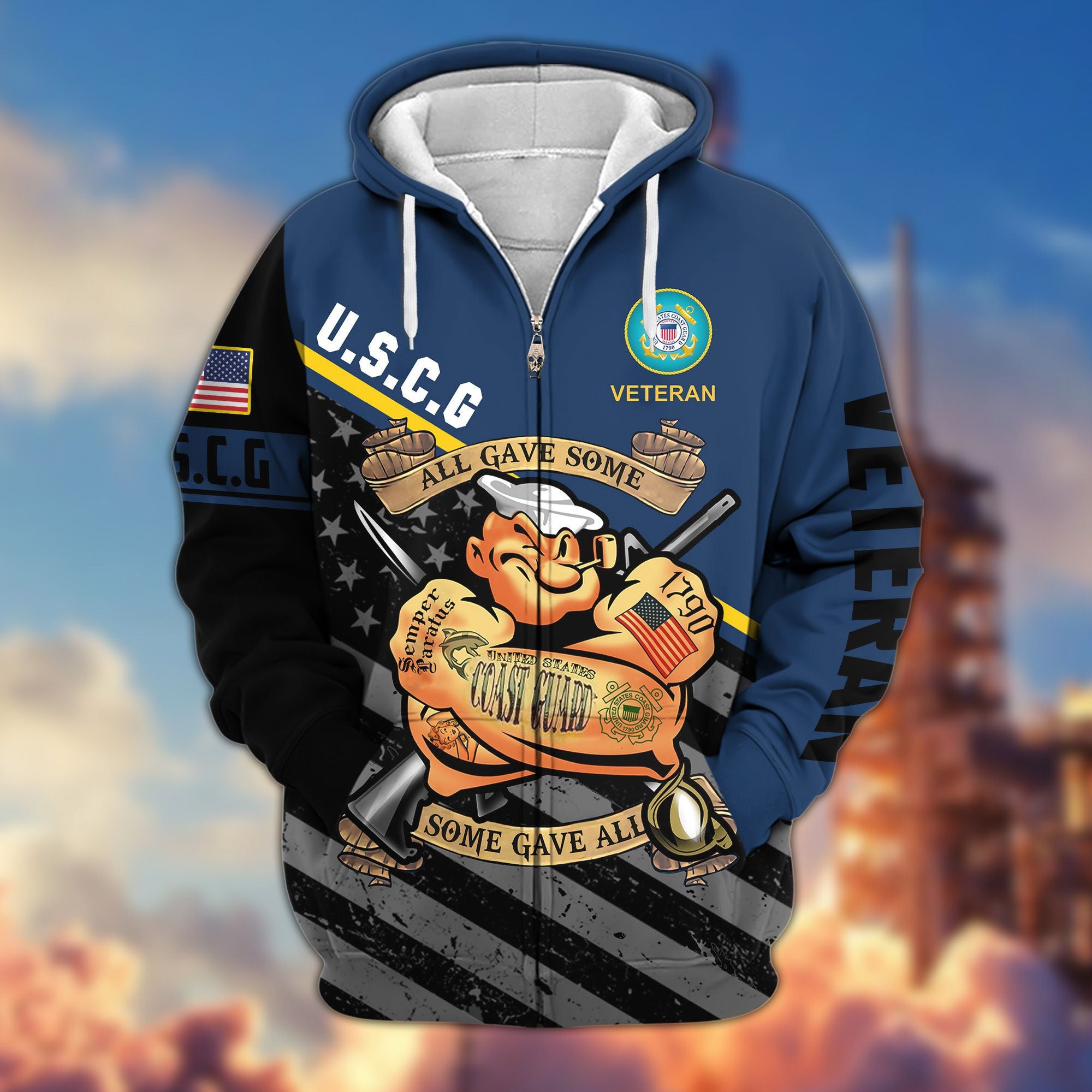 Premium All Gave Some Some Gave All US Veterans Zip Hoodie, Gifts For Veterans Day