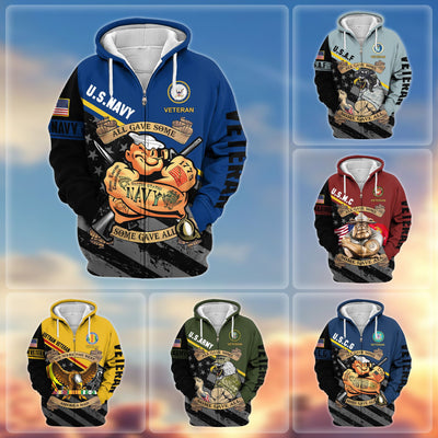 Premium All Gave Some Some Gave All US Veterans Zip Hoodie, Gifts For Veterans Day