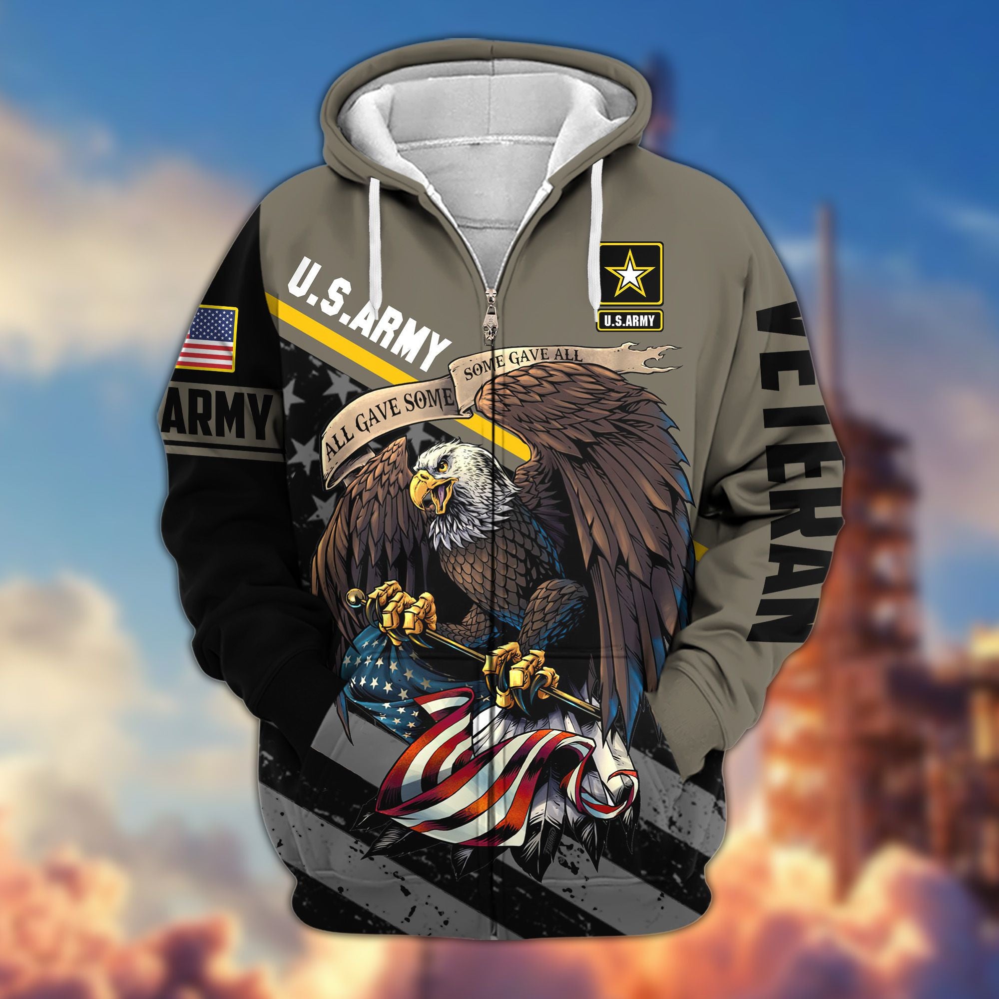 Premium All Gave Some Some Gave All US Veterans Zip Hoodie, Gifts For Veterans Day, Gifts For Dad, Gifts For Husband