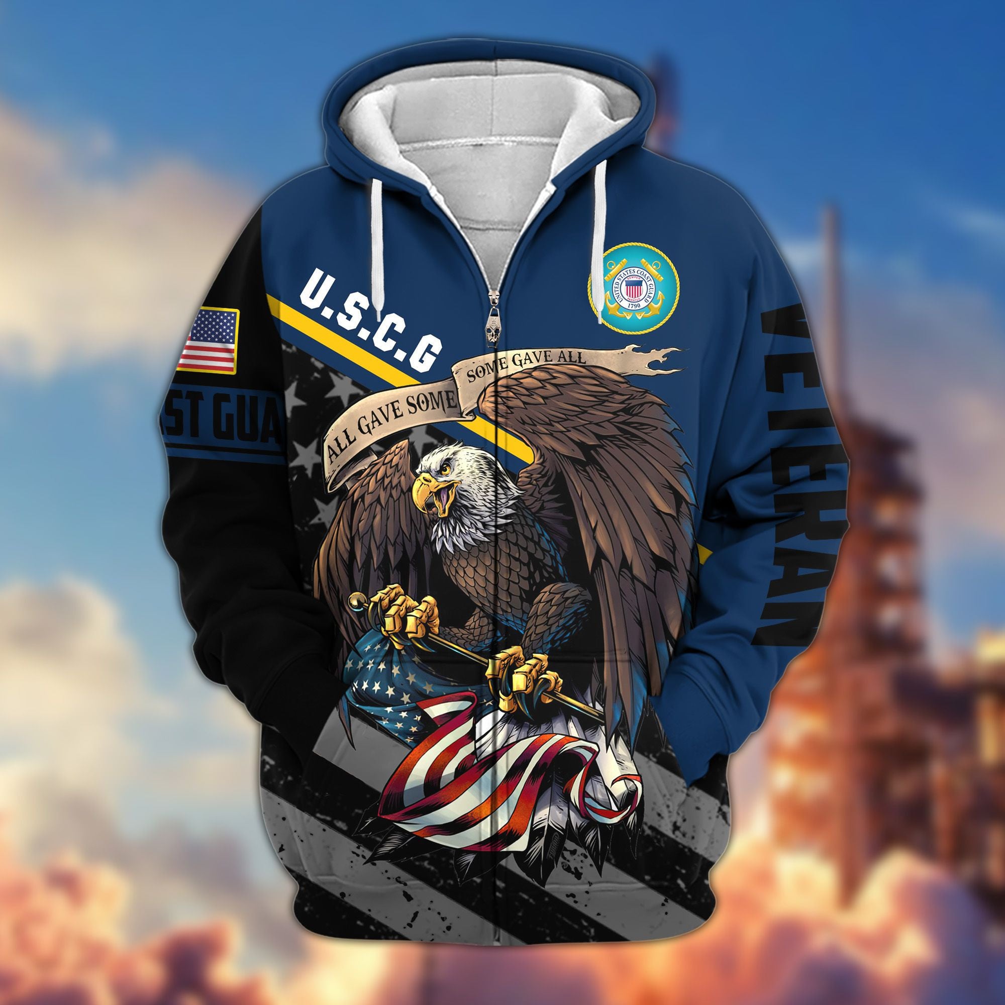 Premium All Gave Some Some Gave All US Veterans Zip Hoodie, Gifts For Veterans Day, Gifts For Dad, Gifts For Husband