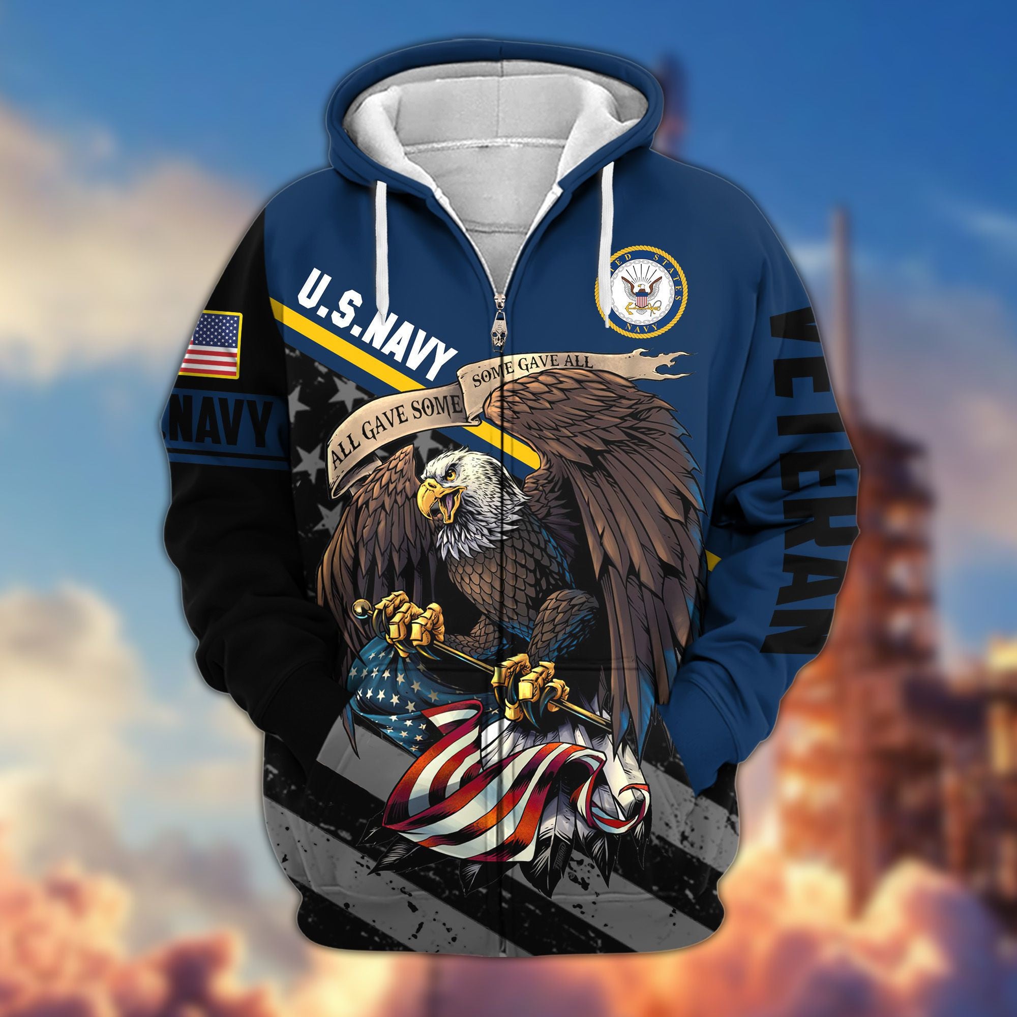 Premium All Gave Some Some Gave All US Veterans Zip Hoodie, Gifts For Veterans Day, Gifts For Dad, Gifts For Husband