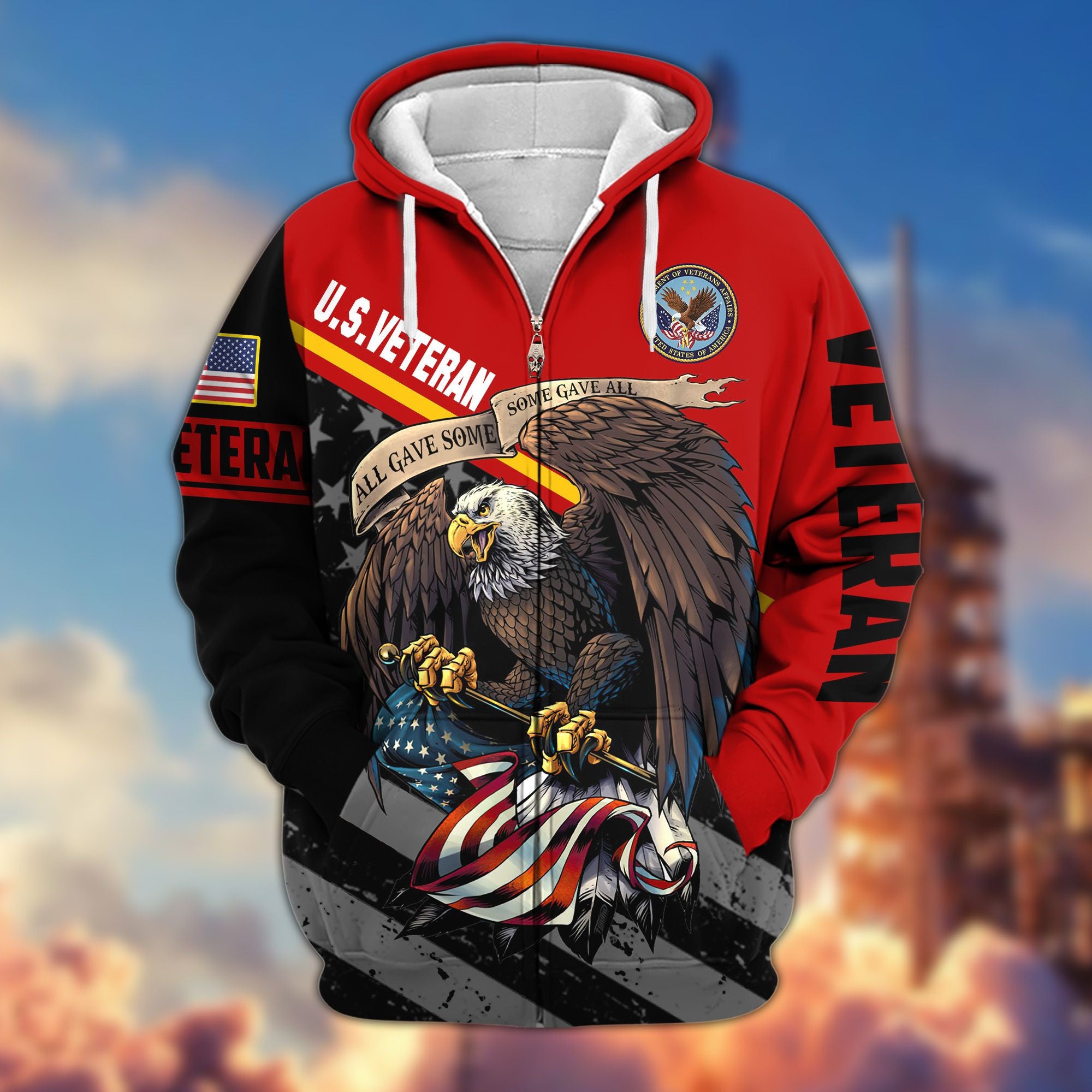 Premium All Gave Some Some Gave All US Veterans Zip Hoodie, Gifts For Veterans Day, Gifts For Dad, Gifts For Husband