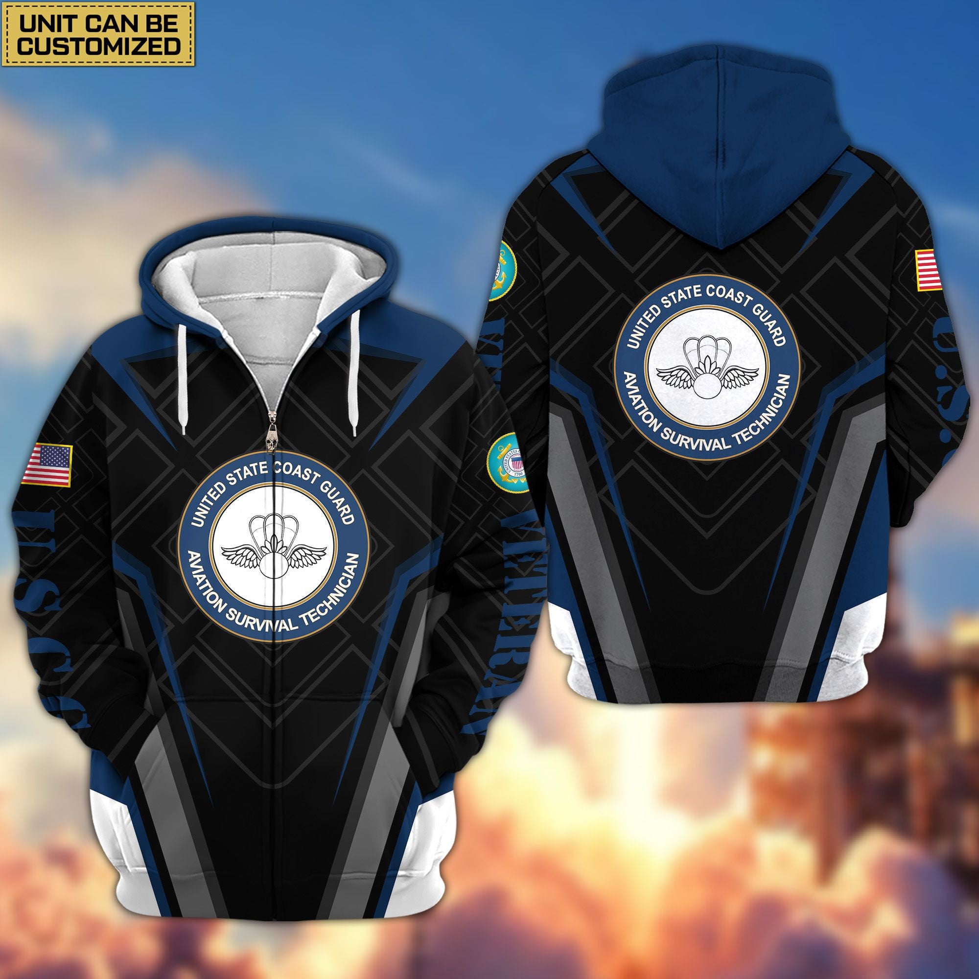 Premium Custom Unit US Veterans Zip Hoodie, Gifts For Veterans Day, Gifts For Dad, Gifts For Husband