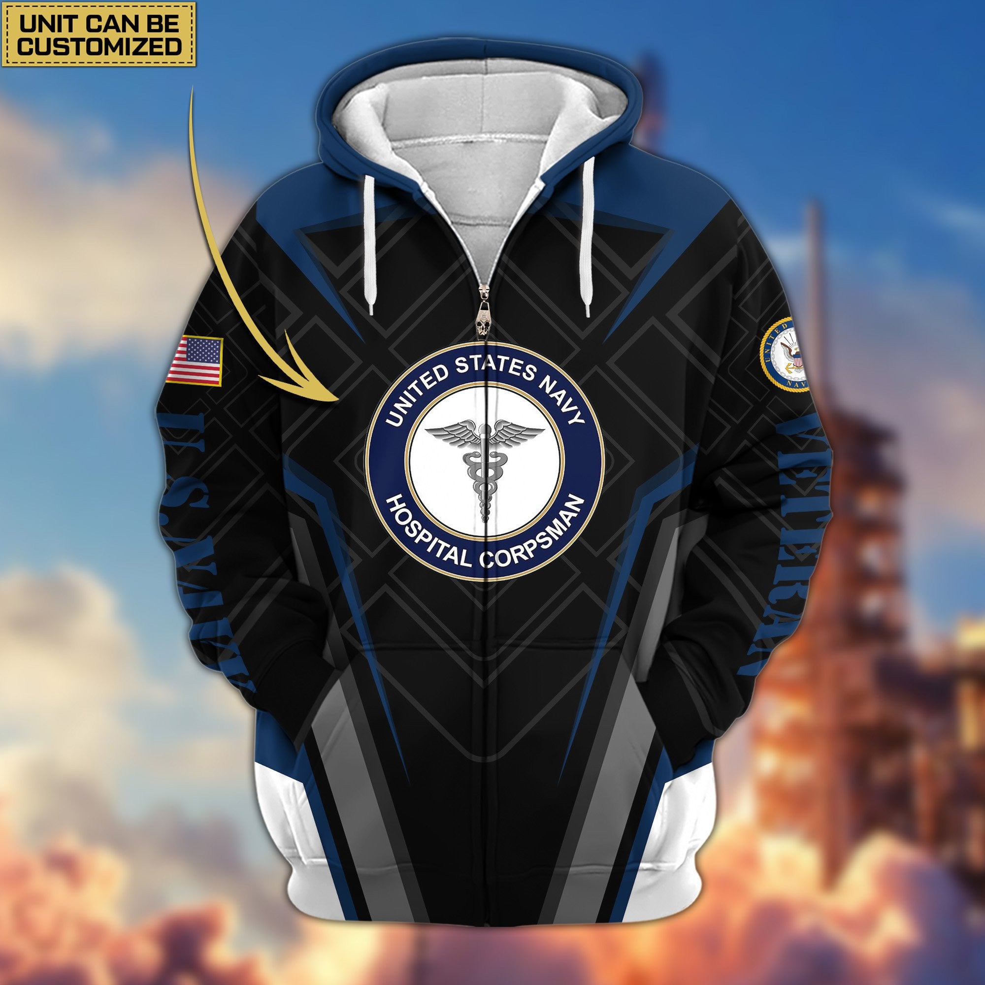 Premium Custom Unit US Veterans Zip Hoodie, Gifts For Veterans Day, Gifts For Dad, Gifts For Husband