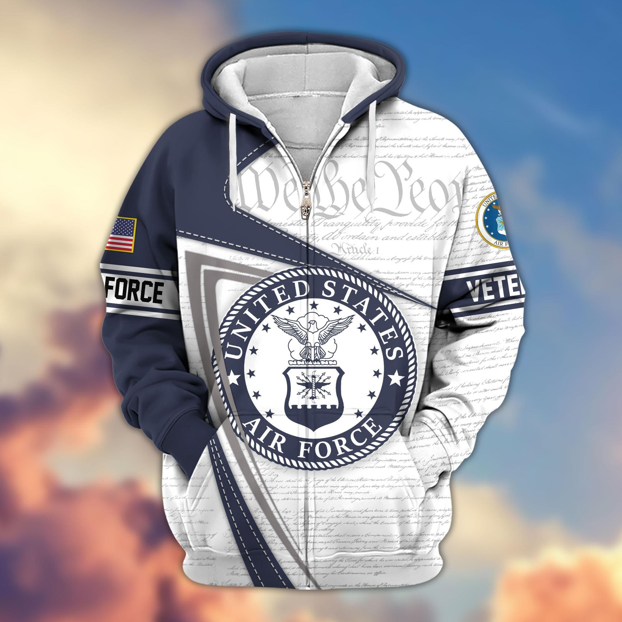 Premium Proudly Served US Veterans Zip Hoodie, Gifts For Veterans Day, Gifts For Dad, Gifts For Husband