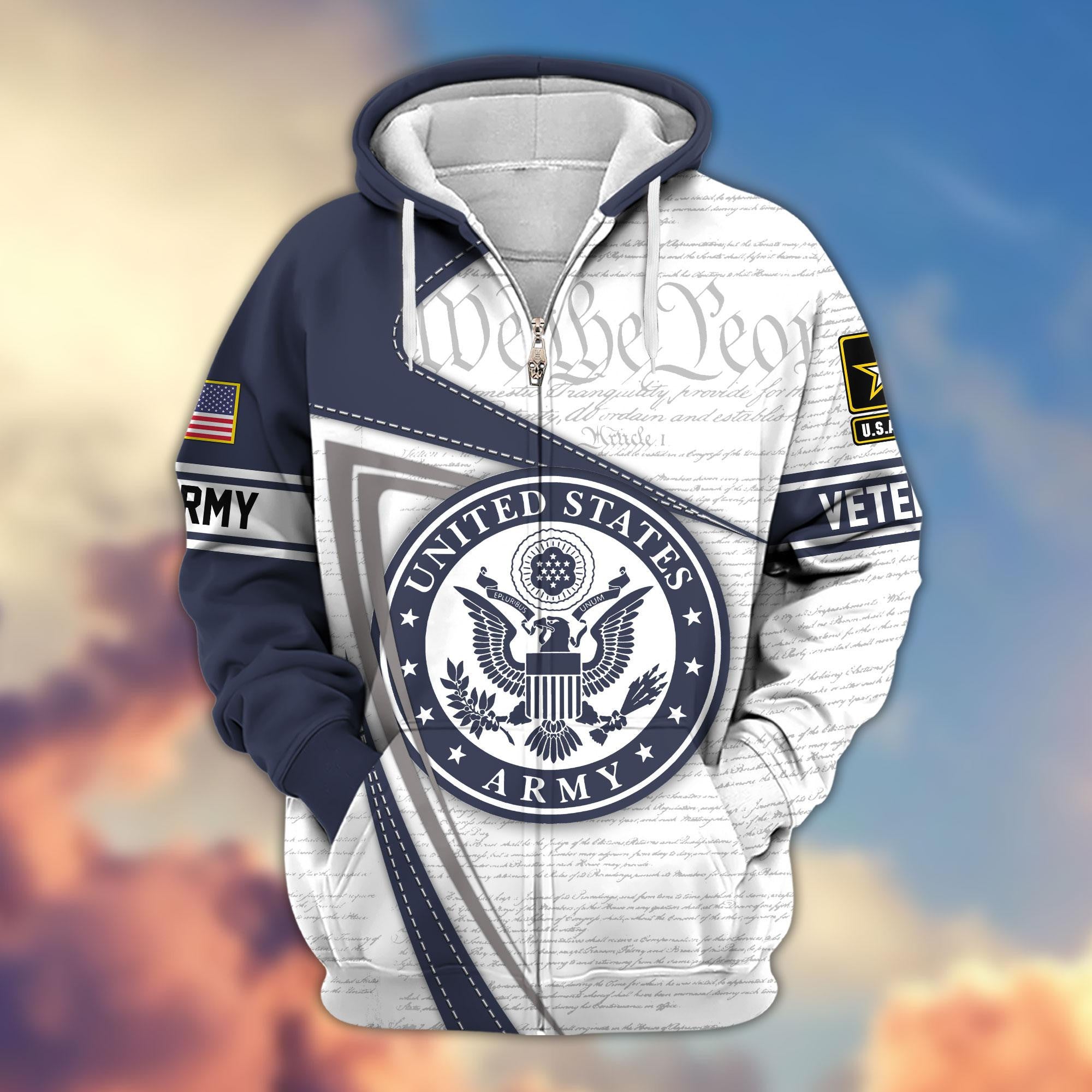 Premium Proudly Served US Veterans Zip Hoodie, Gifts For Veterans Day, Gifts For Dad, Gifts For Husband