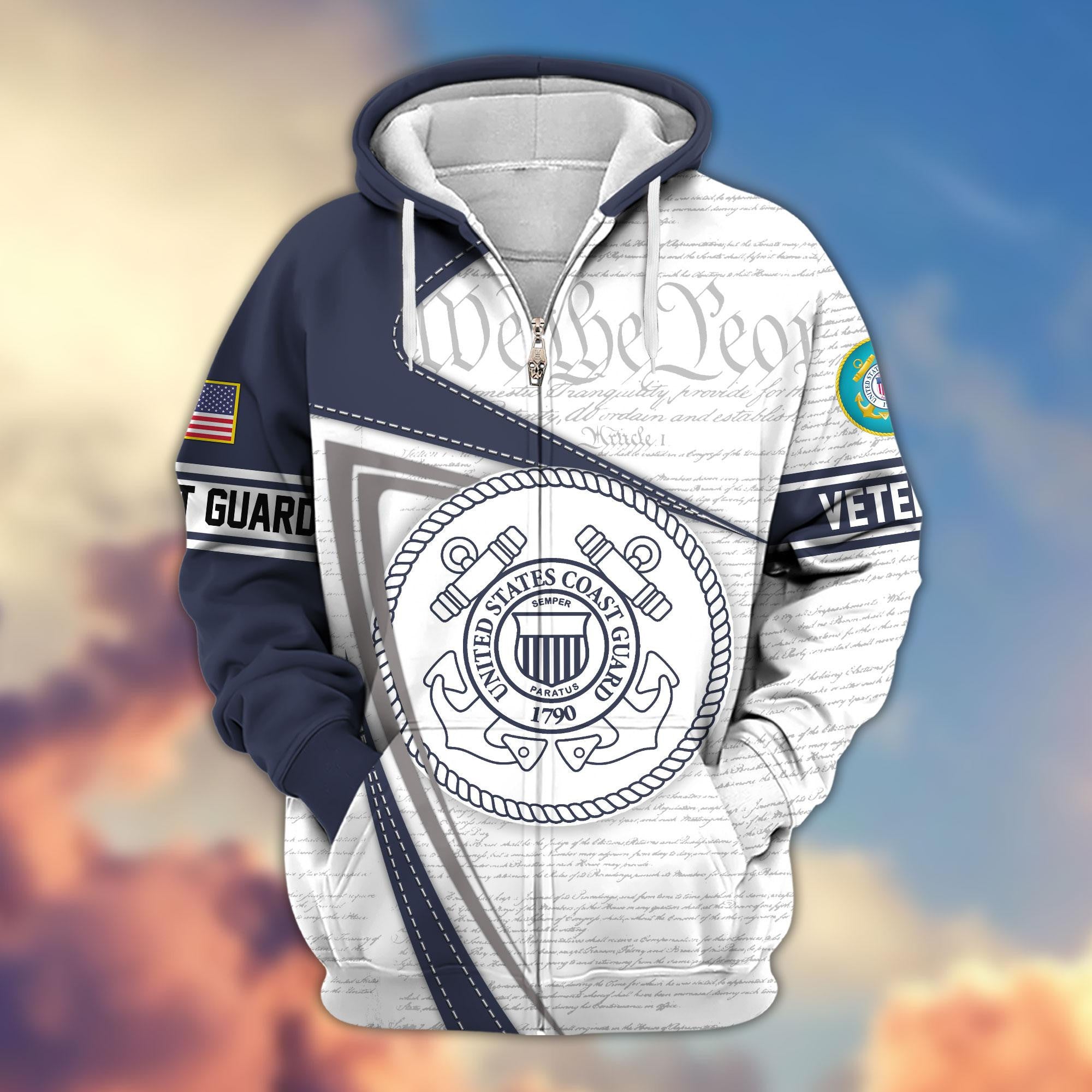 Premium Proudly Served US Veterans Zip Hoodie, Gifts For Veterans Day, Gifts For Dad, Gifts For Husband