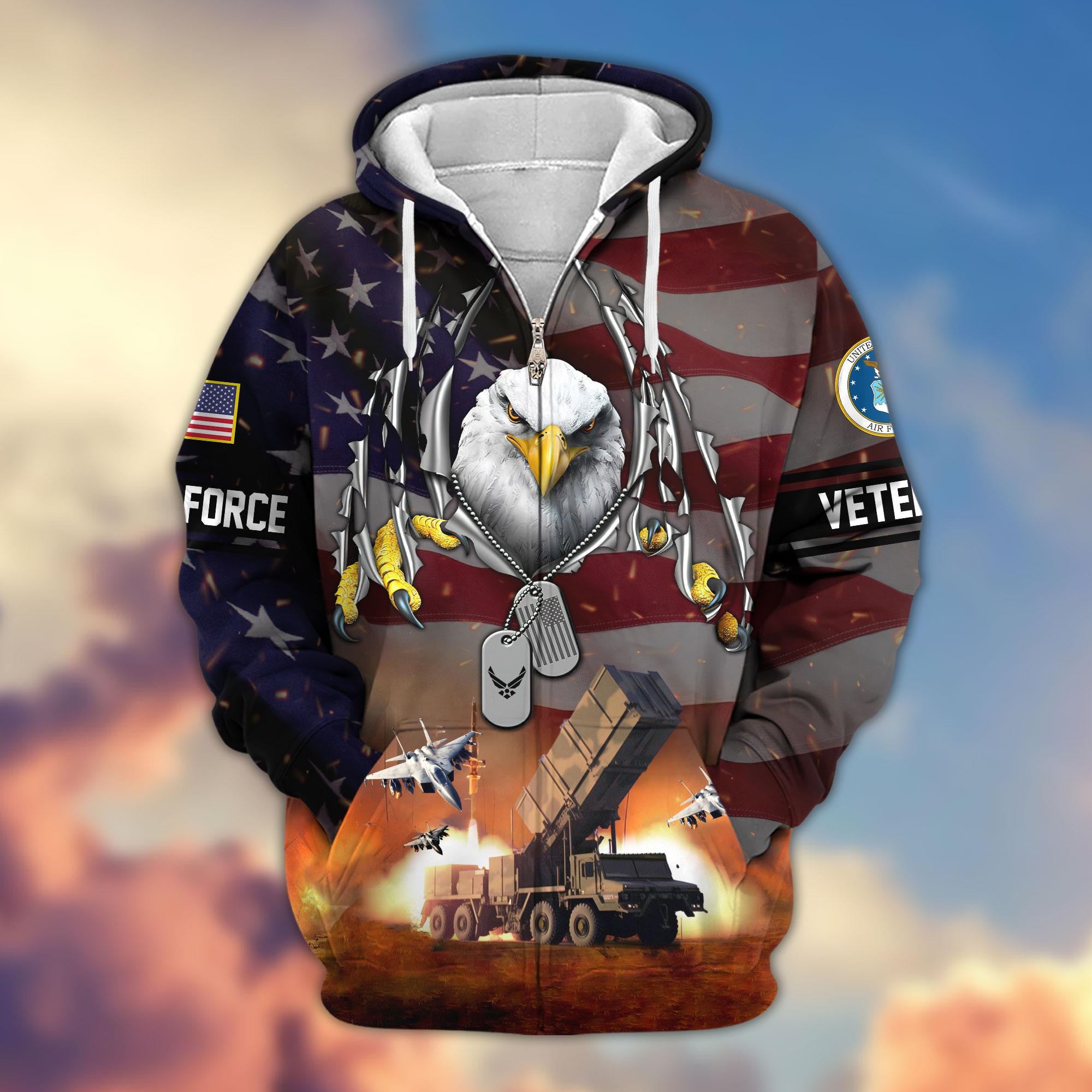Premium US Veterans Zip Hoodie, Gifts For Veterans Day, Gifts For US Veterans